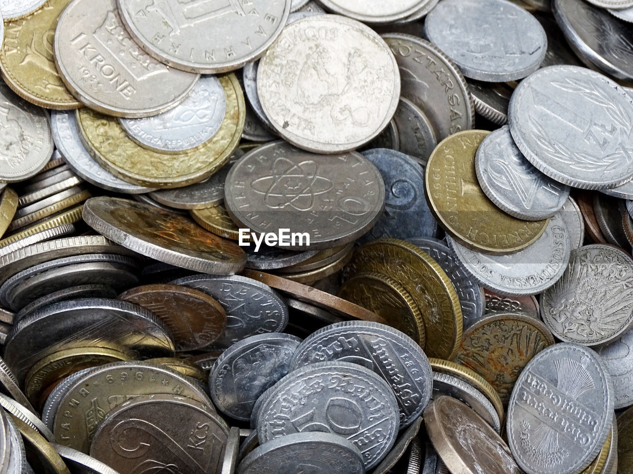 CLOSE-UP OF COINS