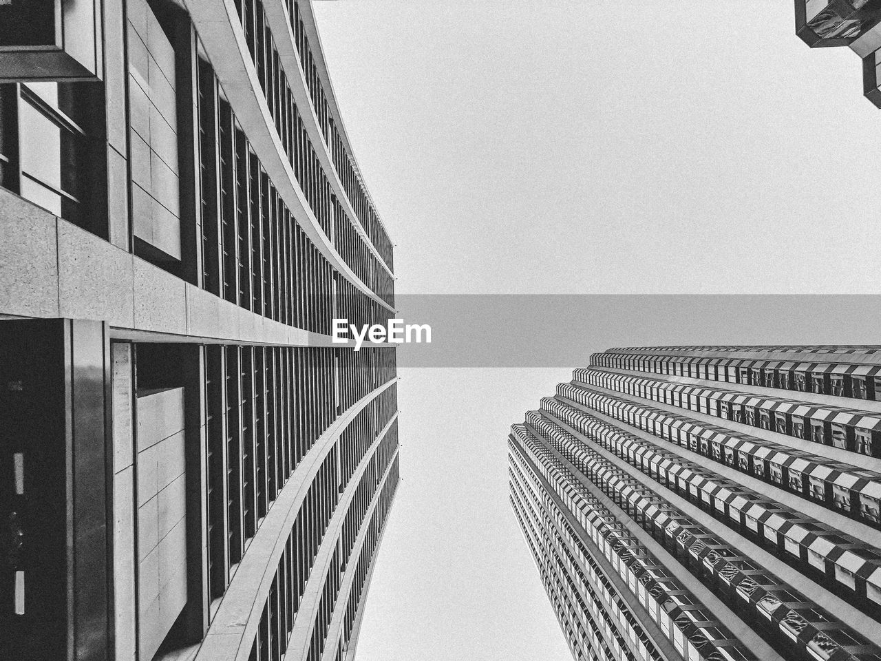 Low angle view of buildings against clear sky