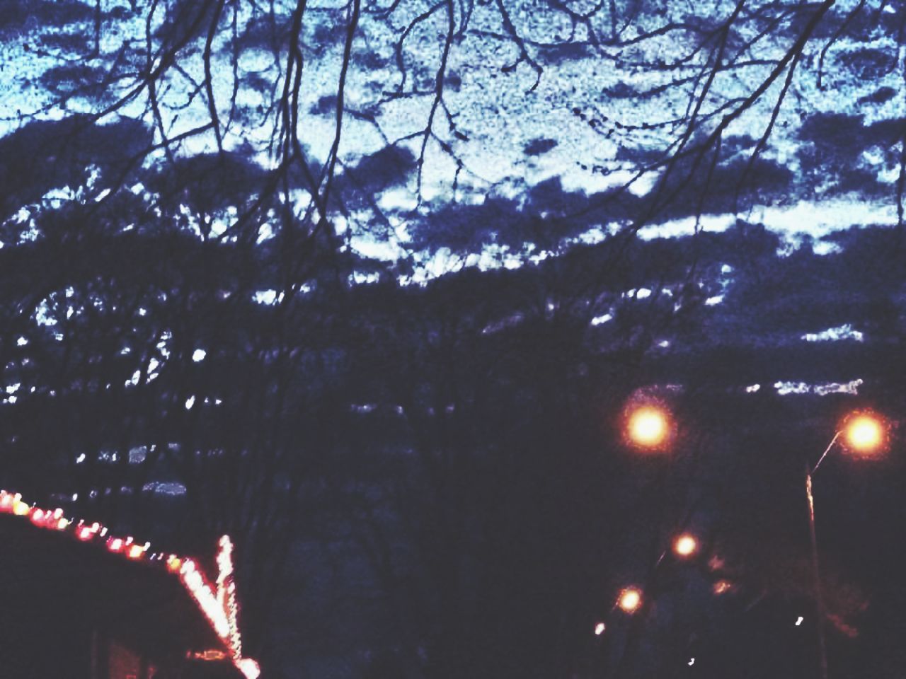 LOW ANGLE VIEW OF ILLUMINATED CHRISTMAS TREE AGAINST SKY