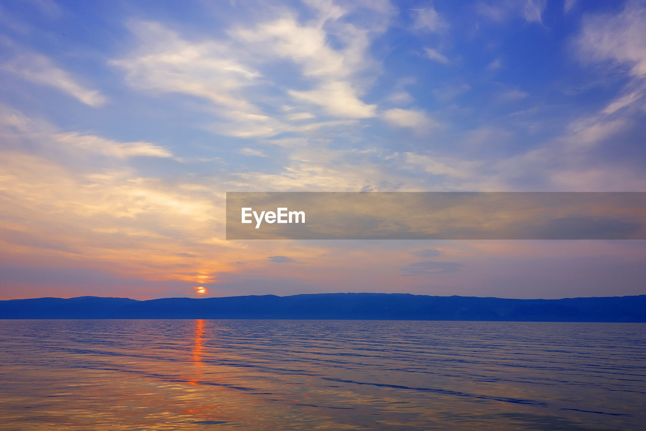 Scenic view of sea during sunset