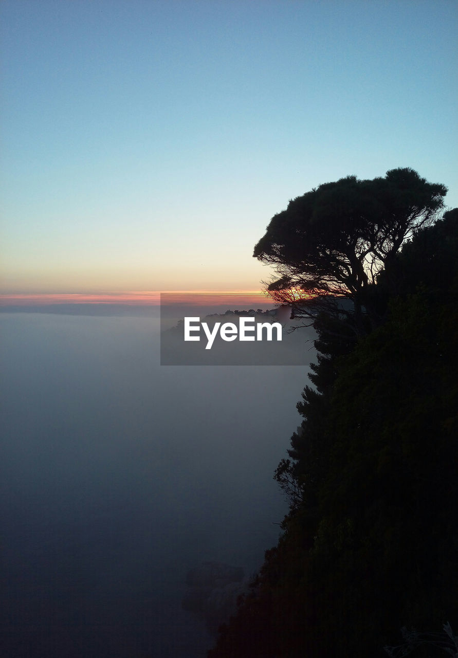 Scenic view of sea against sky at sunset