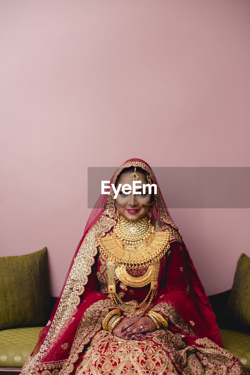 Young woman in wedding dress