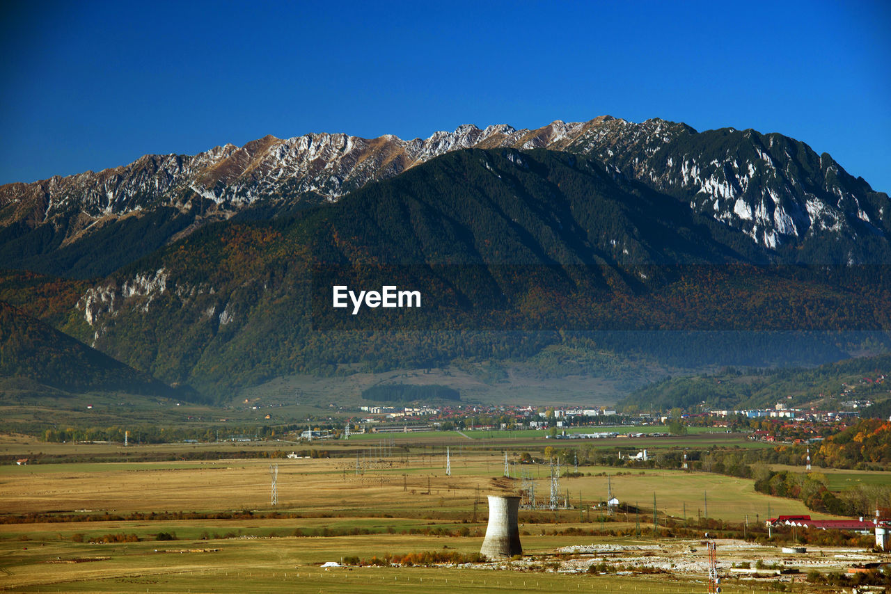 Scenic view of mountains against clear sky