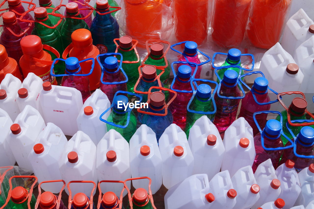 Full frame shot of empty bottles