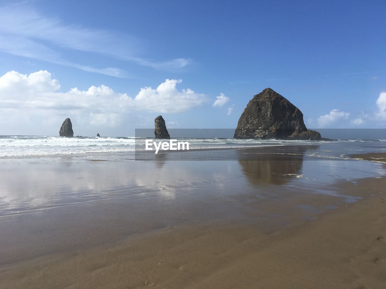 Scenic view of beach against sky