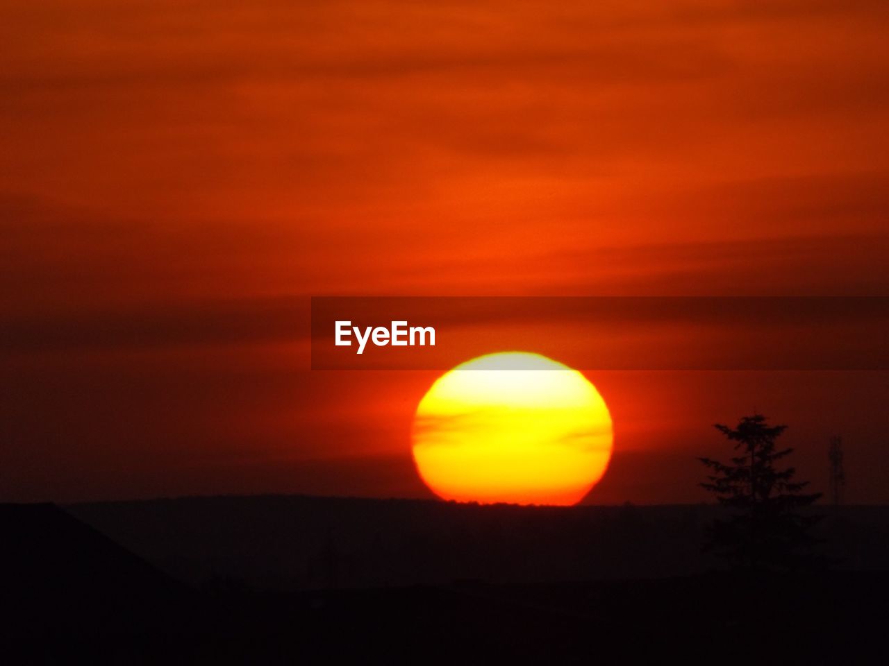 Silhouette landscape at sunset