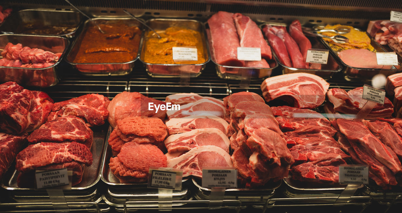 High angle view of food for sale