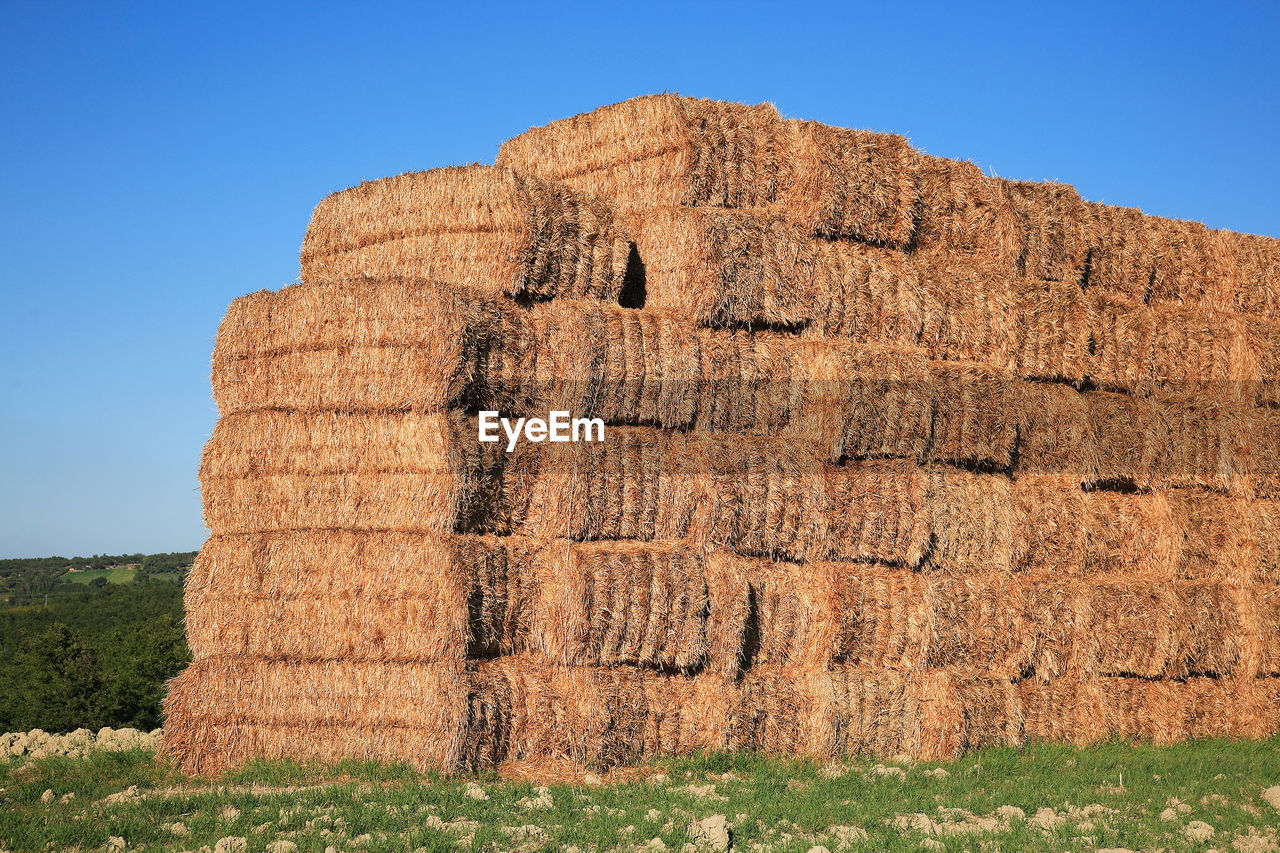 Haystacks stacked up