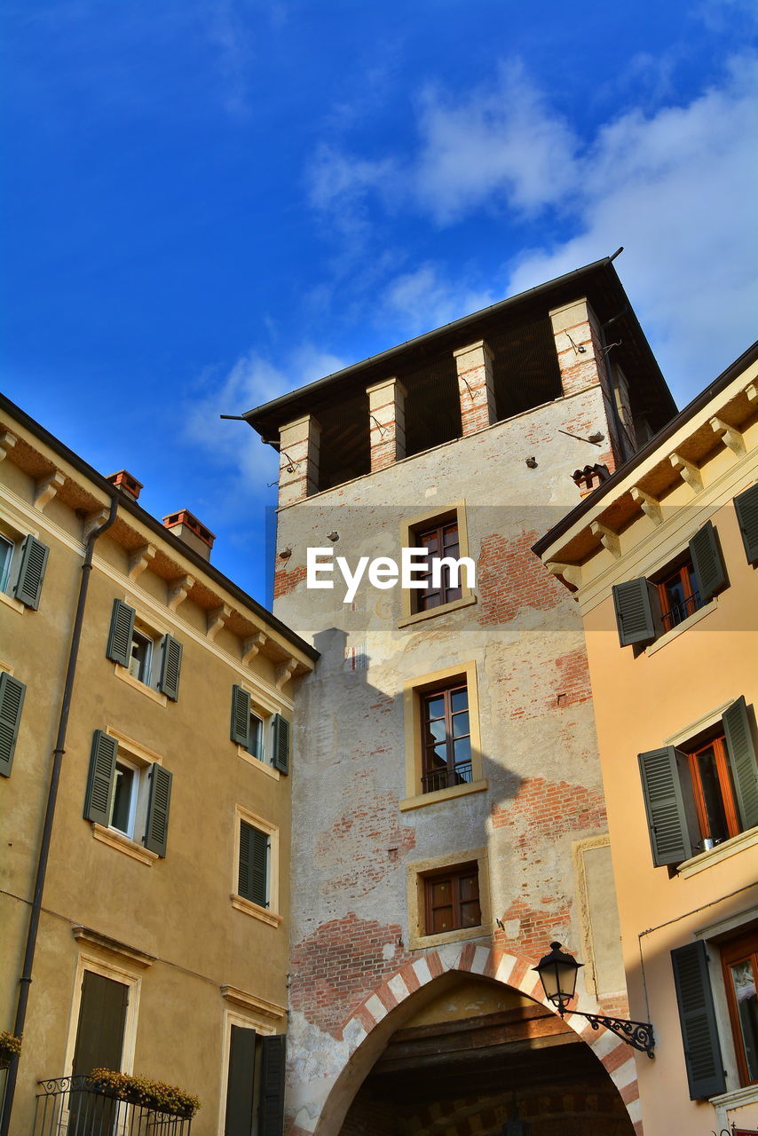 Low angle view of residential buildings against sky