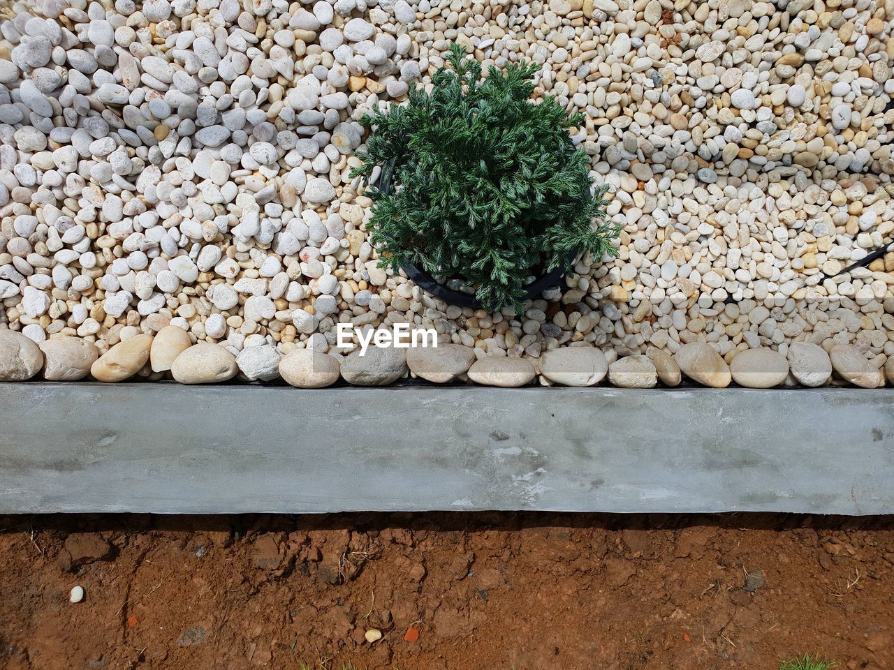 HIGH ANGLE VIEW OF PEBBLES IN CONTAINER