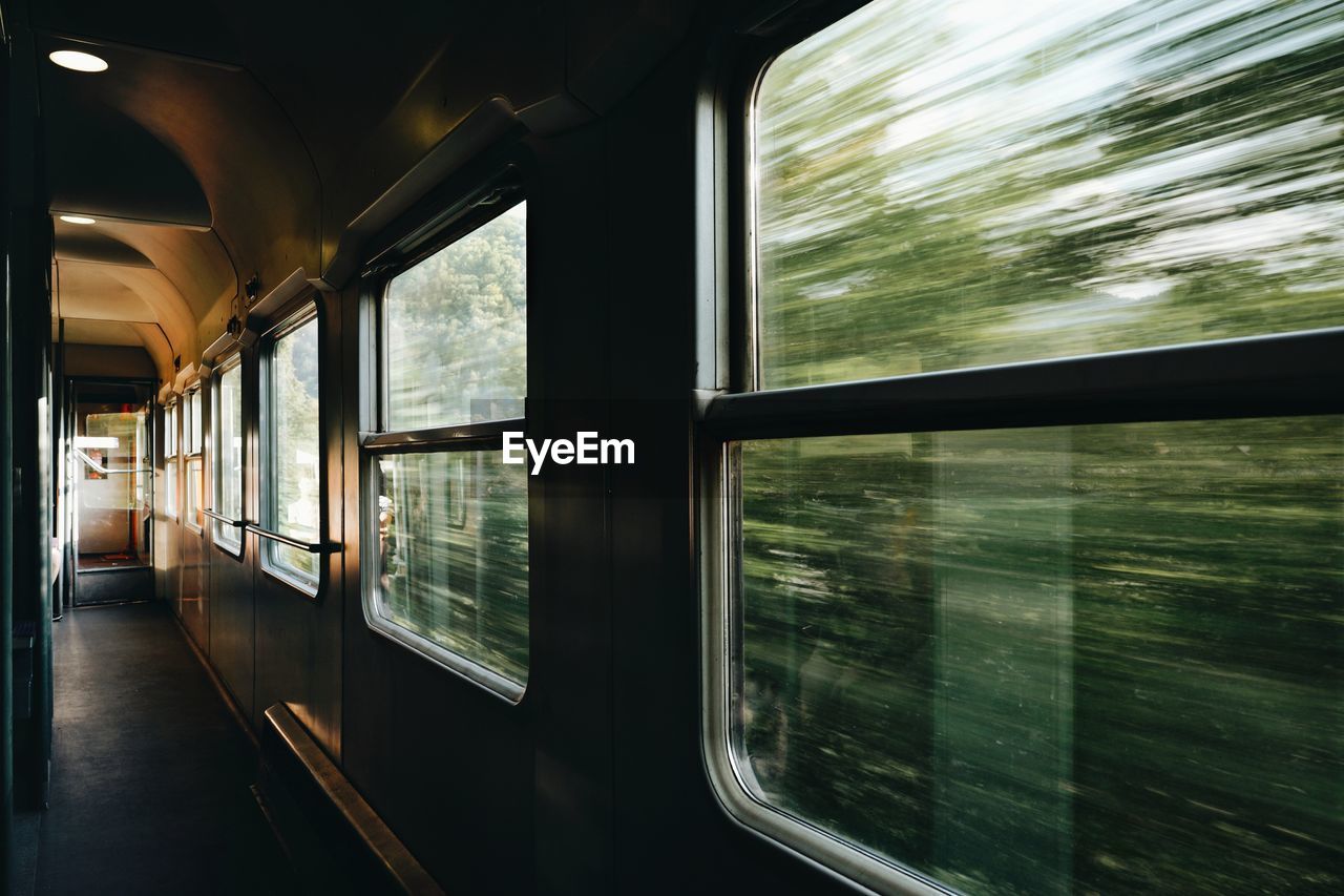 Empty corridor of train