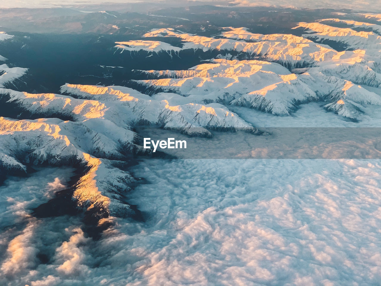 Aerial view of snow covered landscape