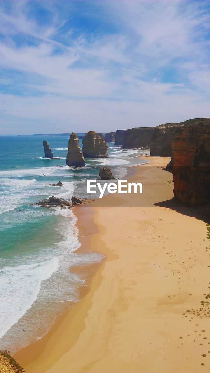 Scenic view of beach against sky