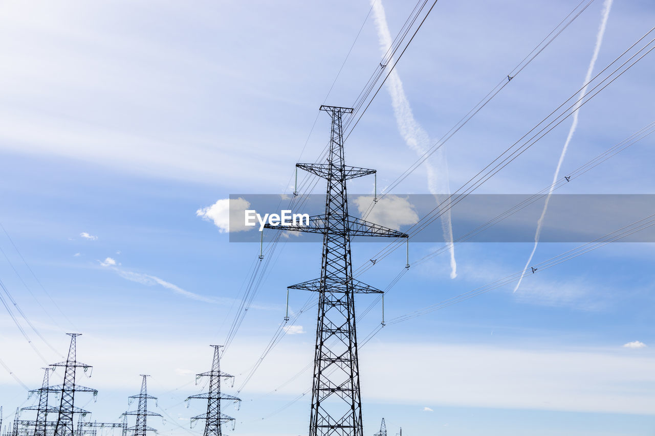 High voltage pole or high voltage electricity tower and transmission power lines