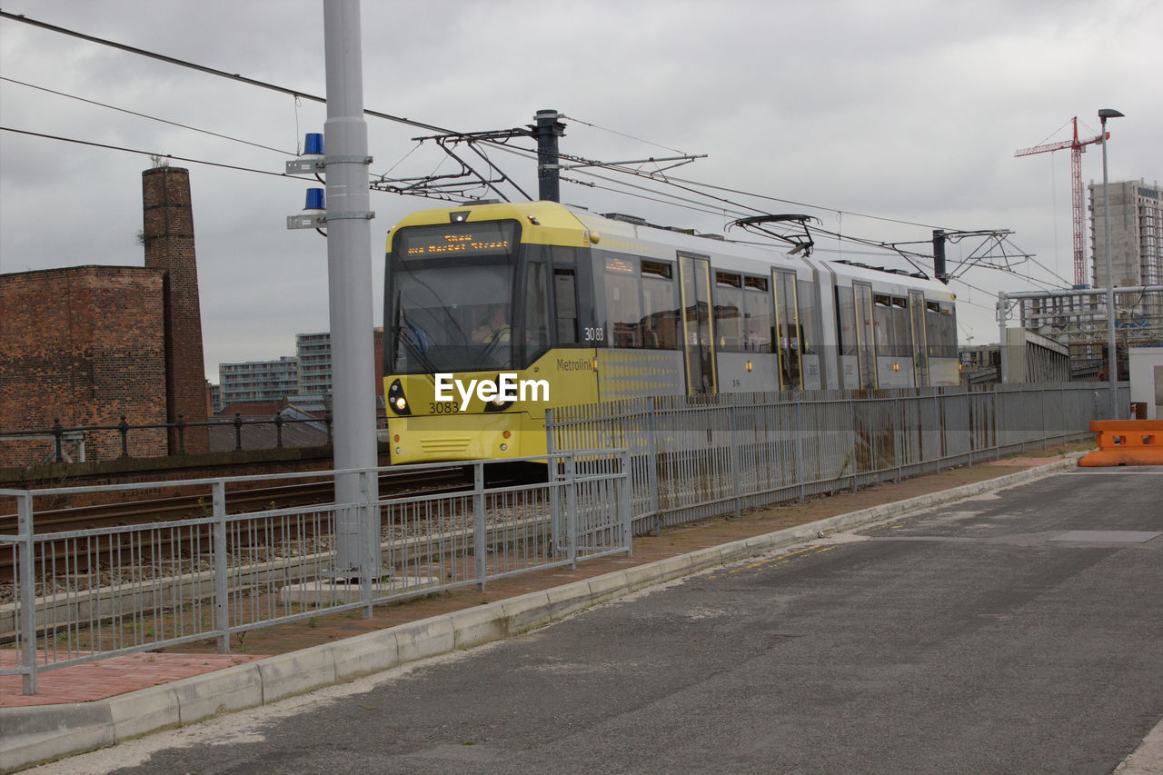 Public transport city tram against sky