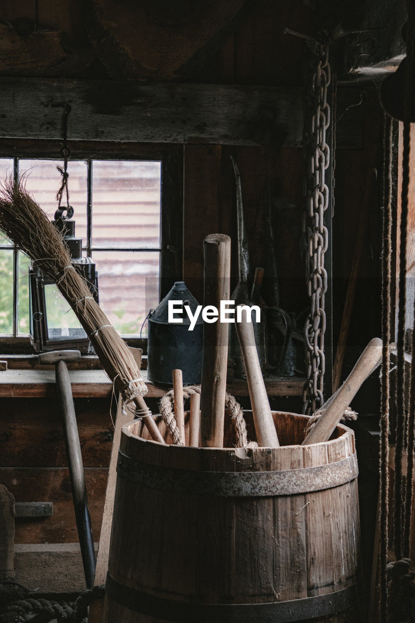 wood, indoors, iron, no people, day, old, abandoned, architecture, container, nature