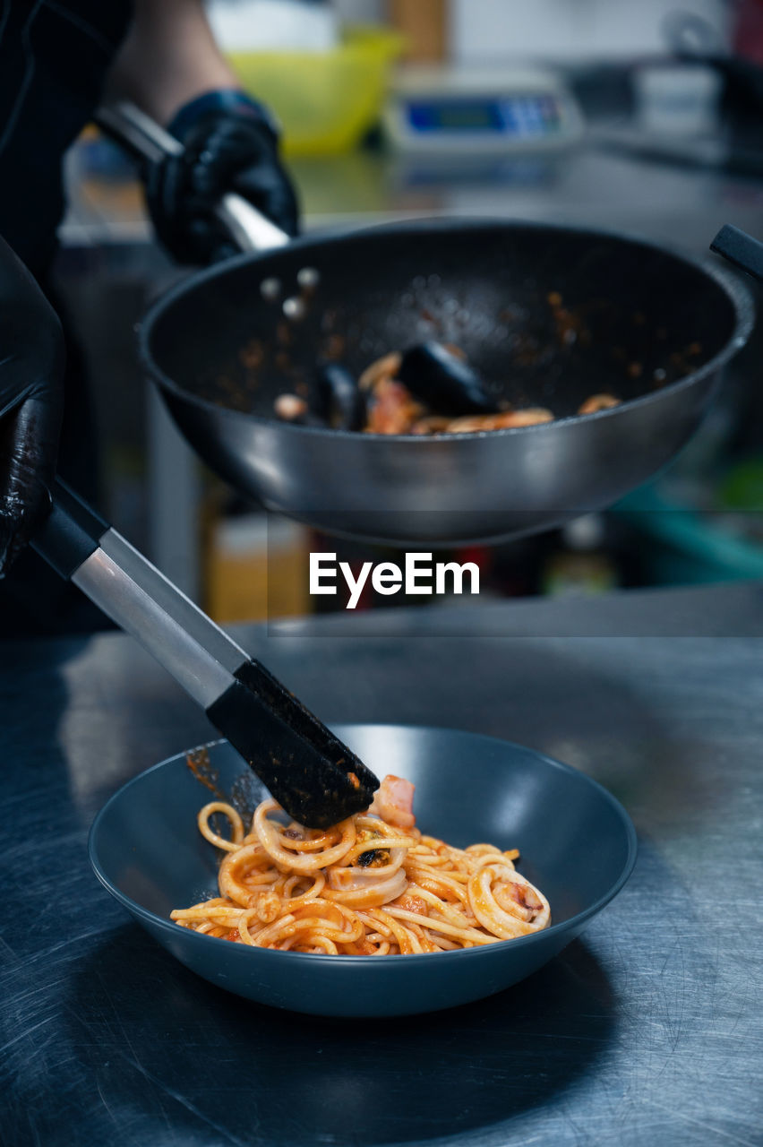 close-up of food in container on table