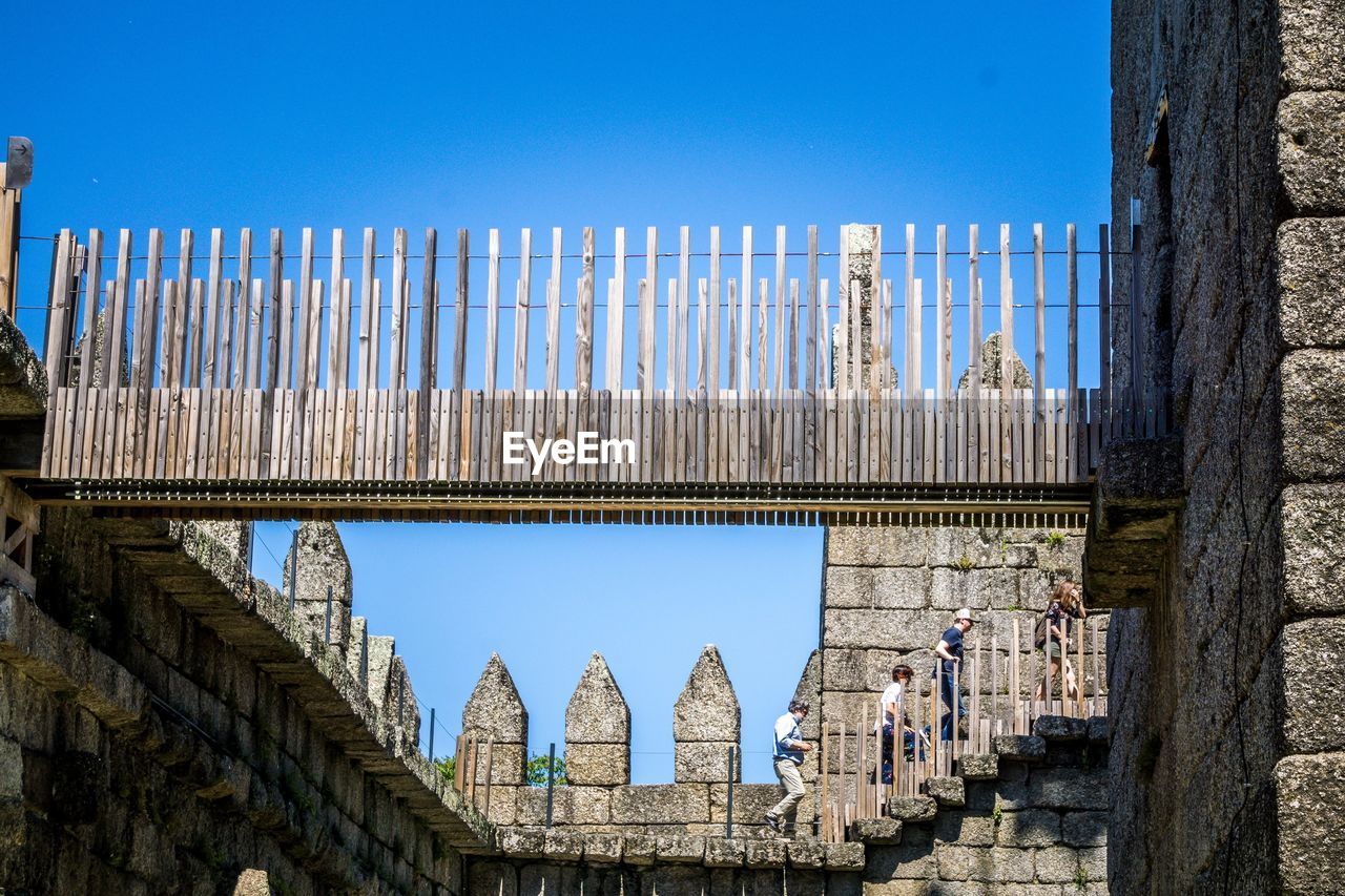 LOW ANGLE VIEW OF BUILDINGS AGAINST BLUE SKY