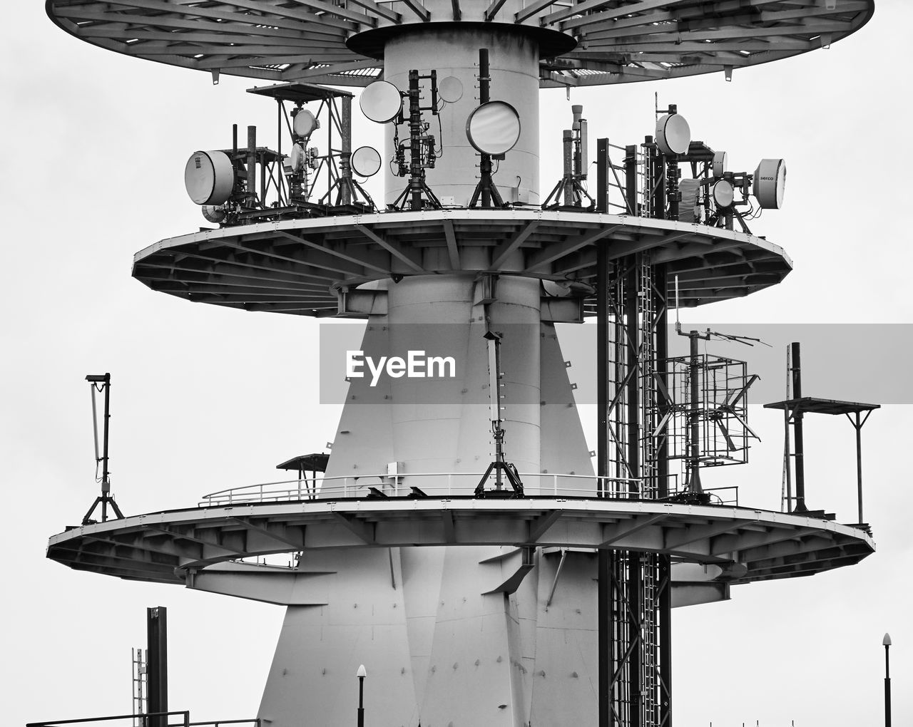 Detailed view of a large radio installation on the summit of the brocken in the harz