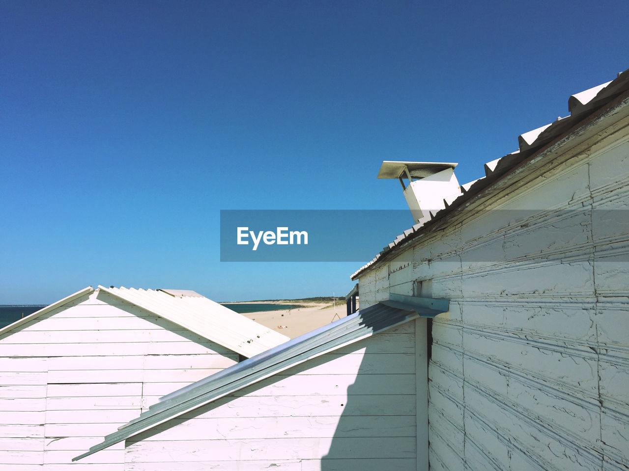 High angle view of house against clear sky