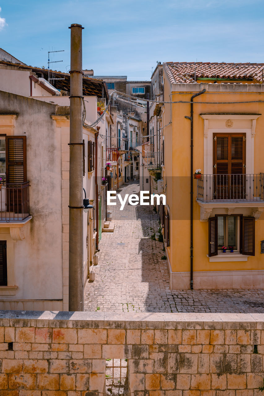 Characteristic alleyway in the historic centre of scicli