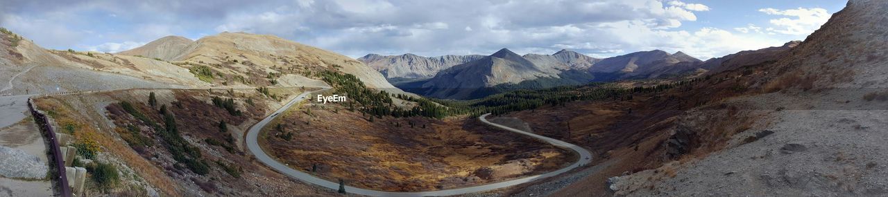 Panoramic view of mountain road at cottonwood pass