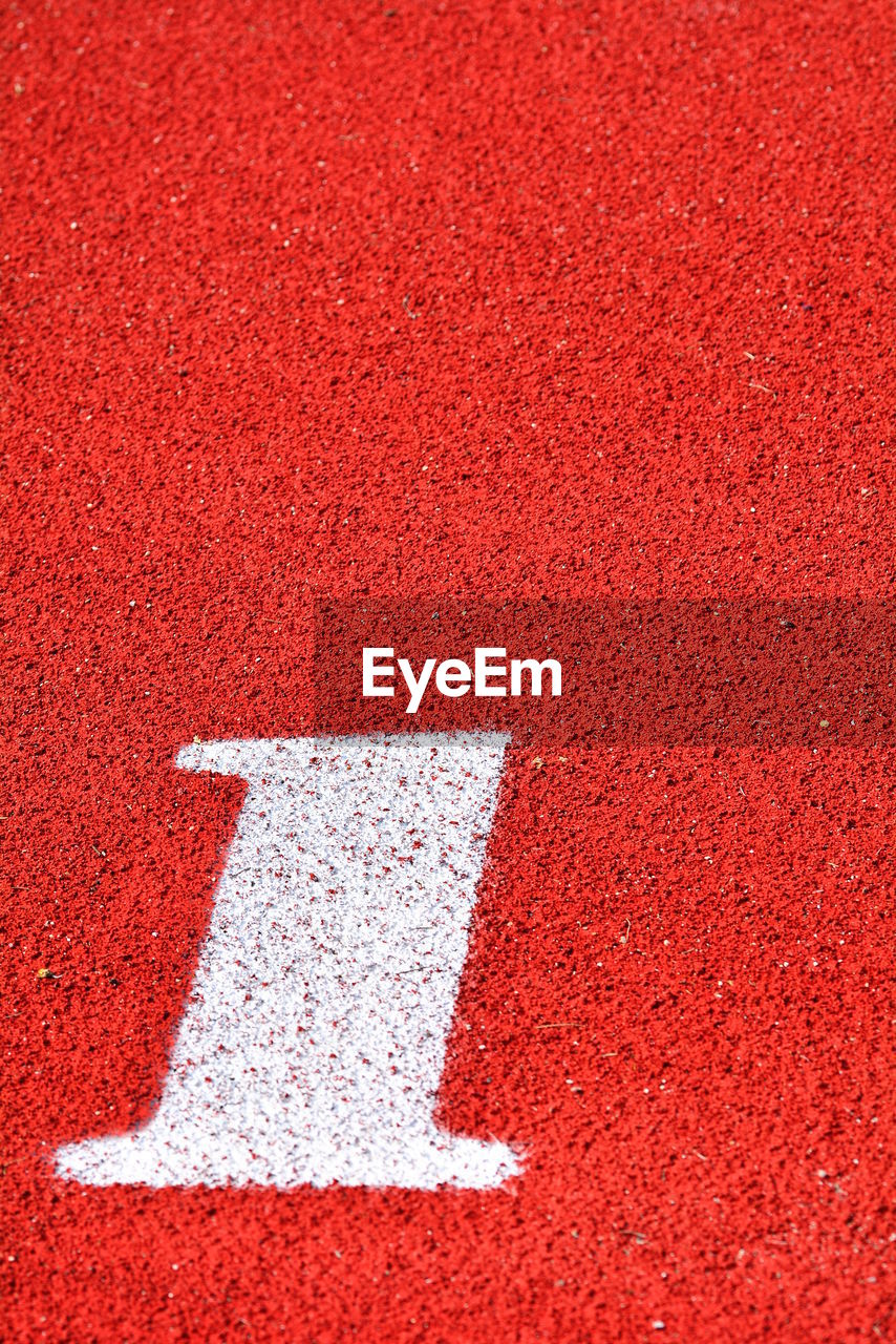Close-up of number on sports track