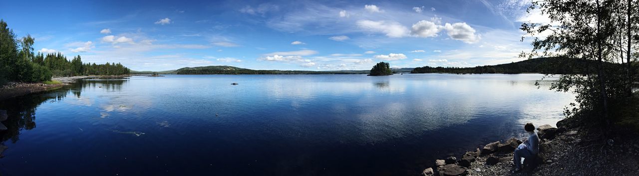 SCENIC VIEW OF CALM LAKE AGAINST SKY