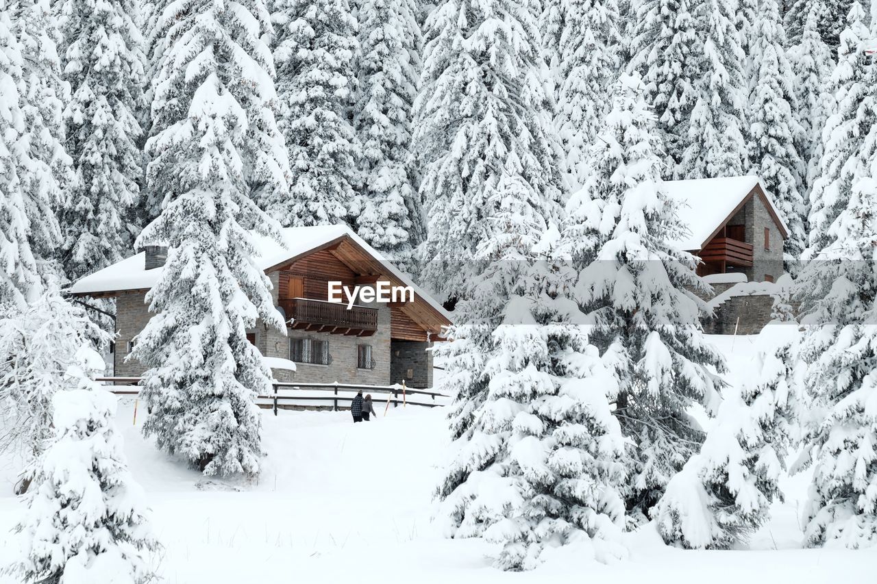 Snow covered landscape against sky