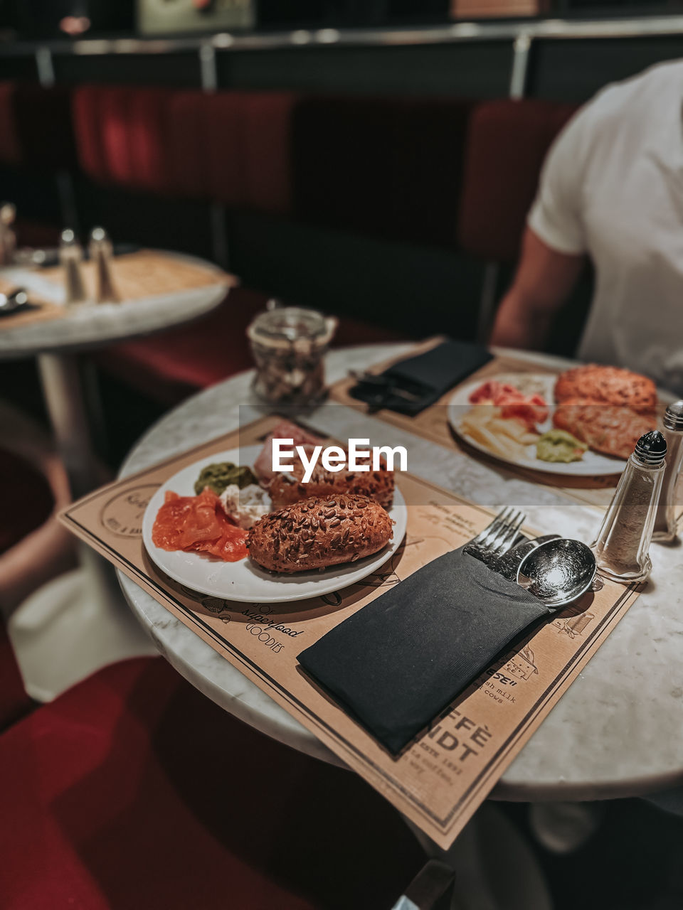 high angle view of food in plate on table