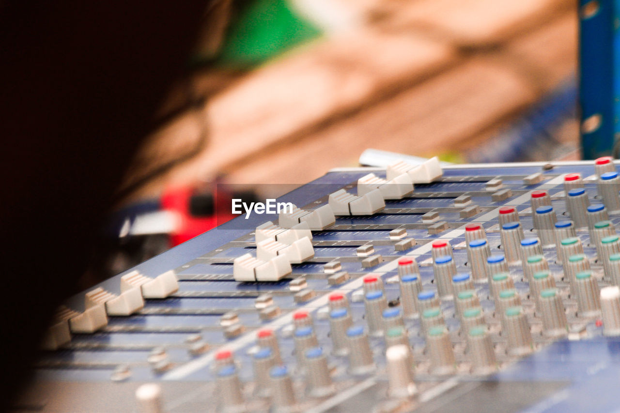 Close-up of sound mixer