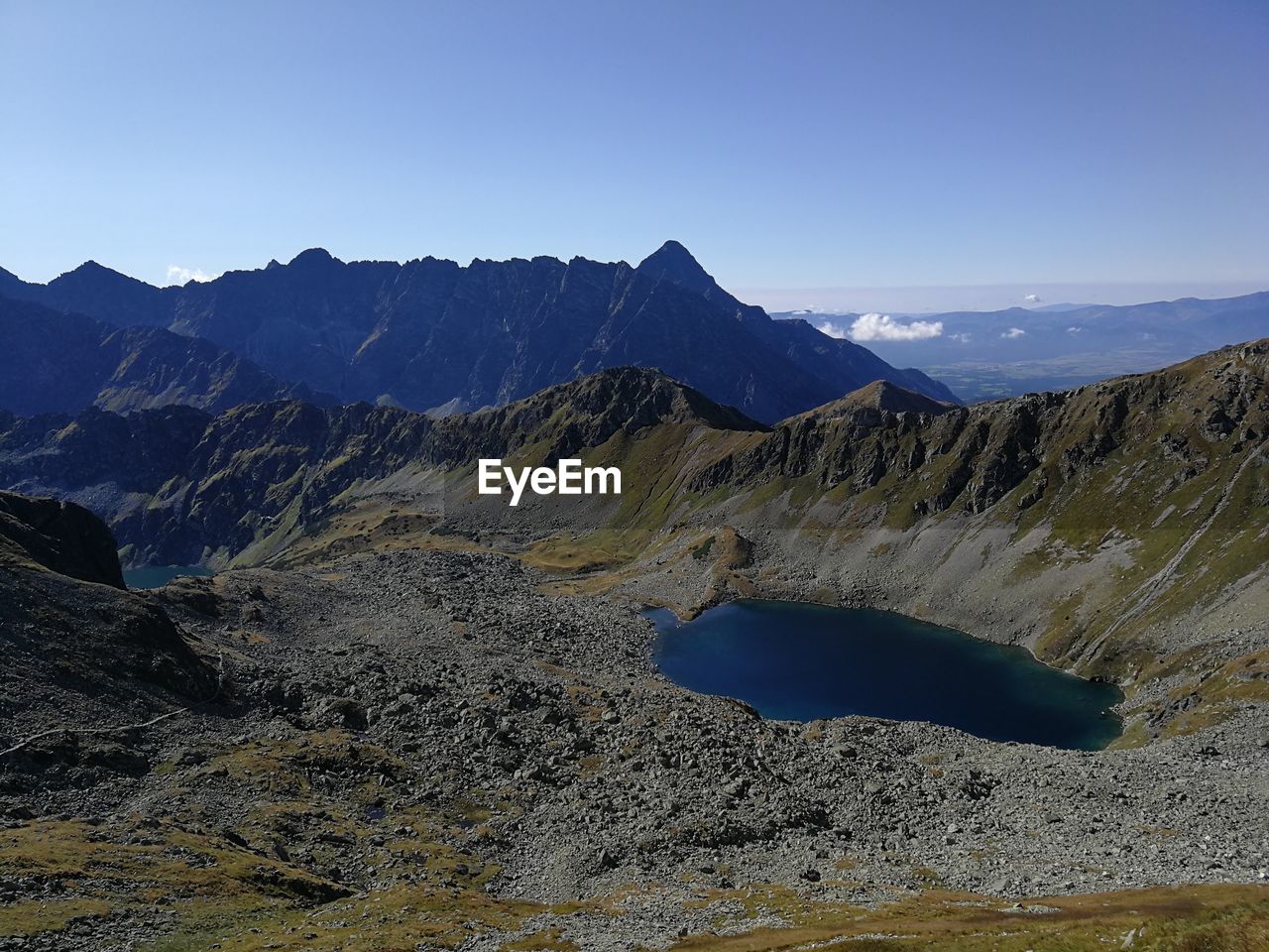 Scenic view of mountains against clear sky