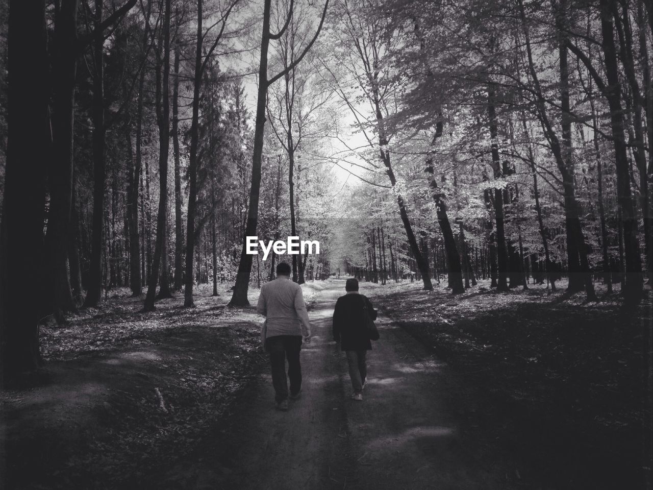 Two people walking on countryside road