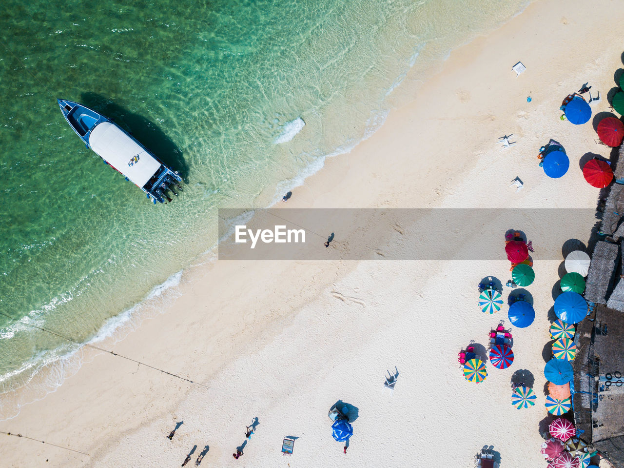 High angle view of people on beach