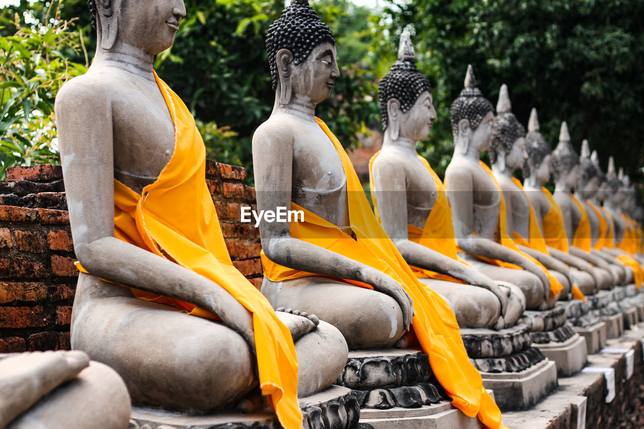 Sculpture of buddha statues in ayutthaya