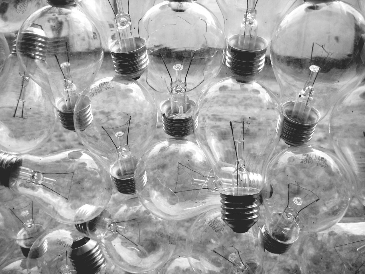 Full frame shot of light bulbs