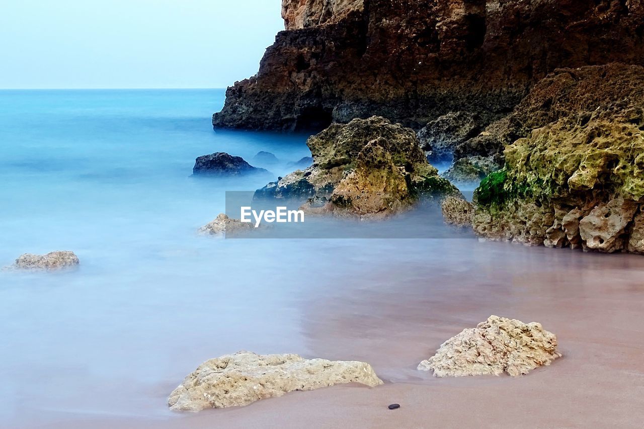 Scenic view of sea against clear sky