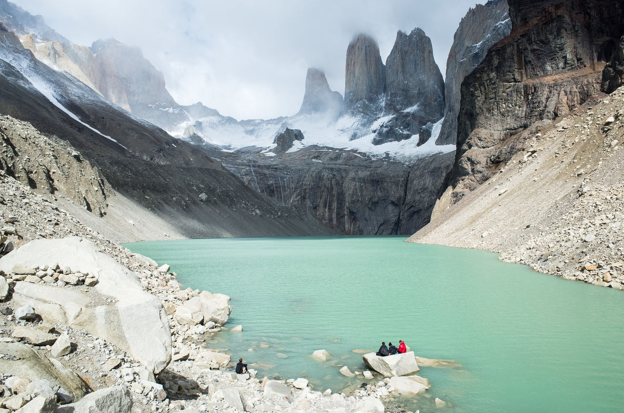 Lake amidst mountains during winter