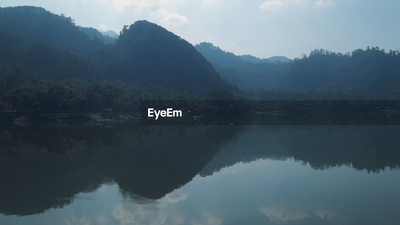 REFLECTION OF TREES IN LAKE