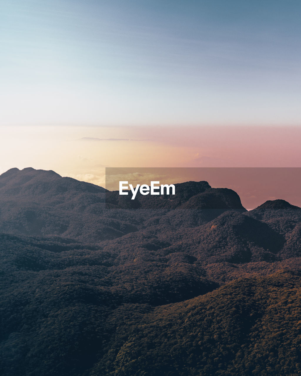 Mountains against the background of a colorful sky