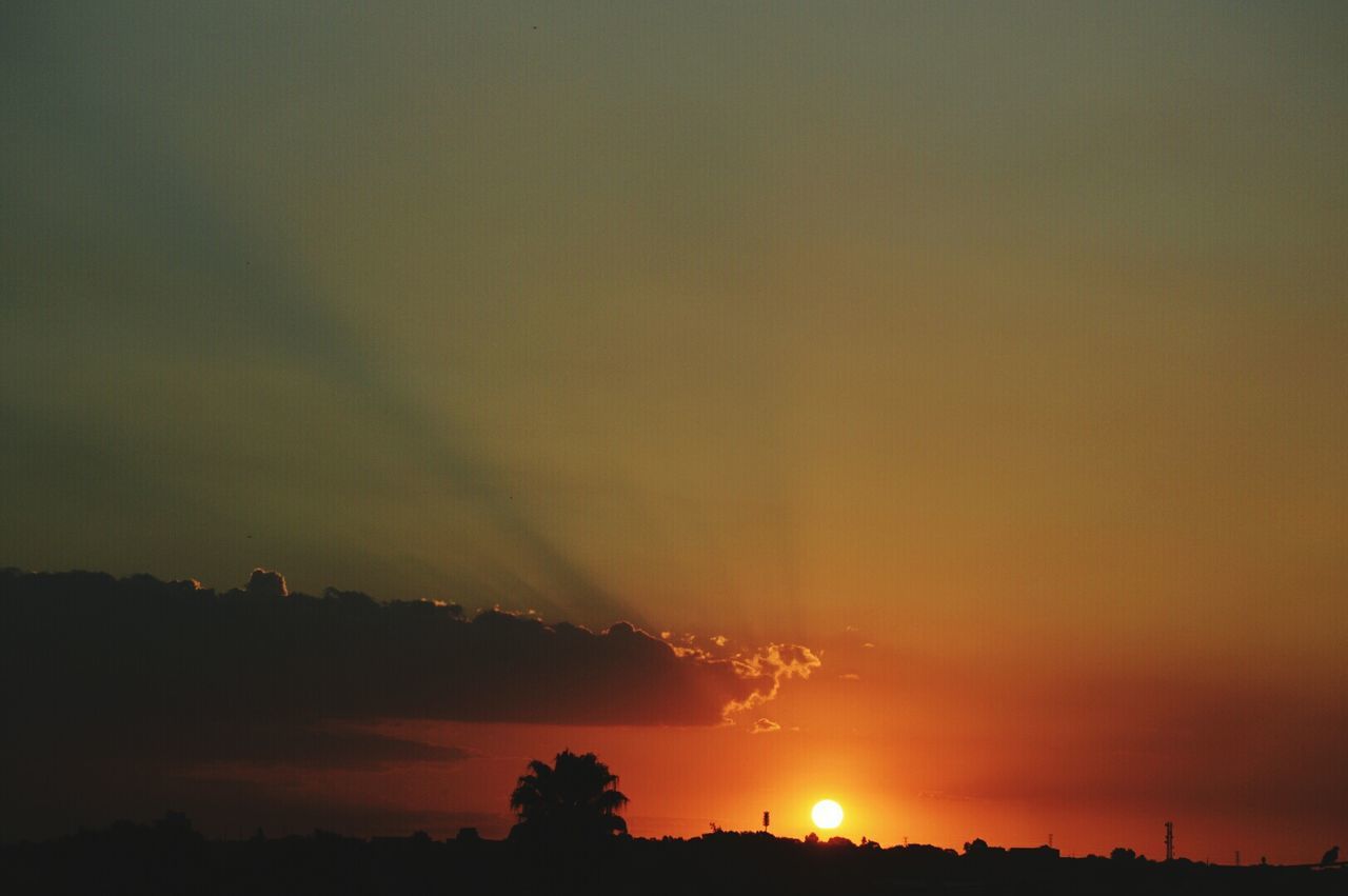 Scenic view of landscape against sky at sunset