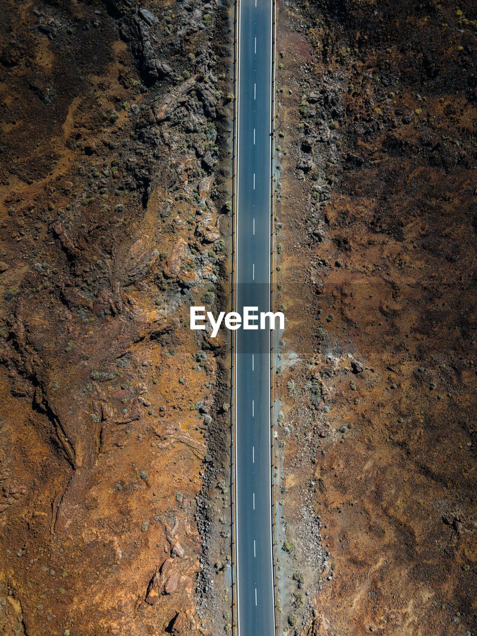 High angle view of a desert road