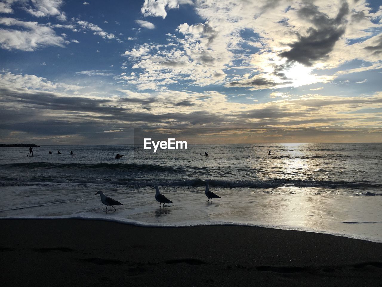 Scenic view of sea against sky at sunset