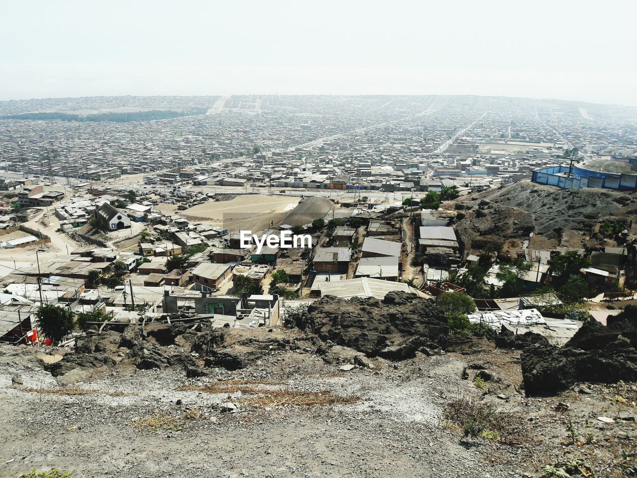 High angle view of cityscape against sky