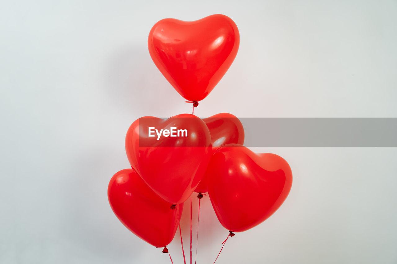 CLOSE-UP OF RED HEART SHAPE ON WHITE BACKGROUND