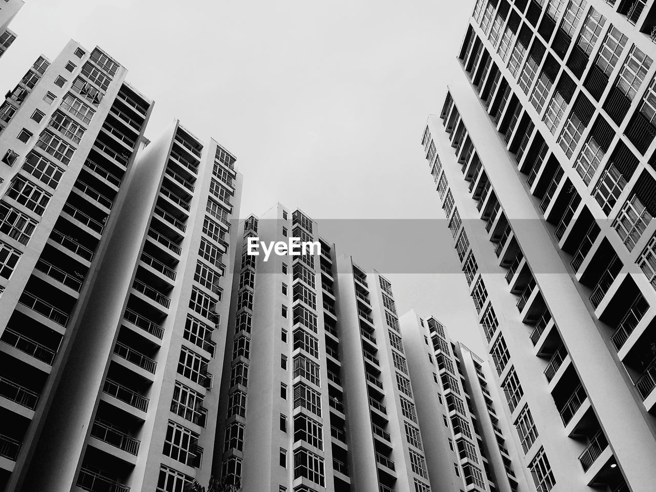 Low angle view of skyscrapers against clear sky