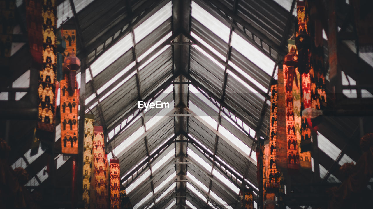 Low angle view of illuminated ceiling in building