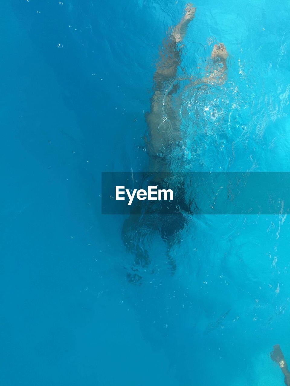 HIGH ANGLE VIEW OF SWIMMING IN POOL