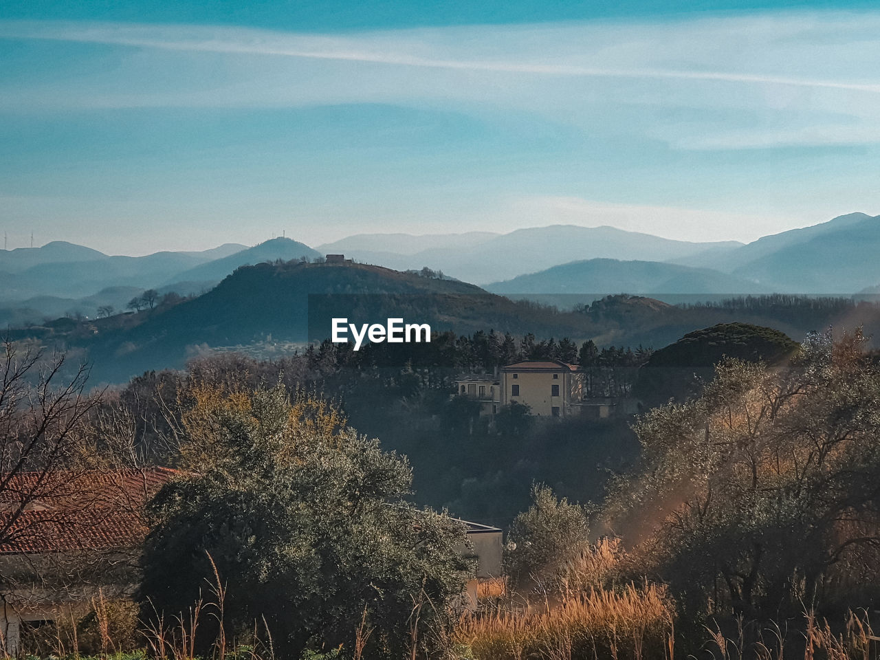 Scenic view of mountains against sky