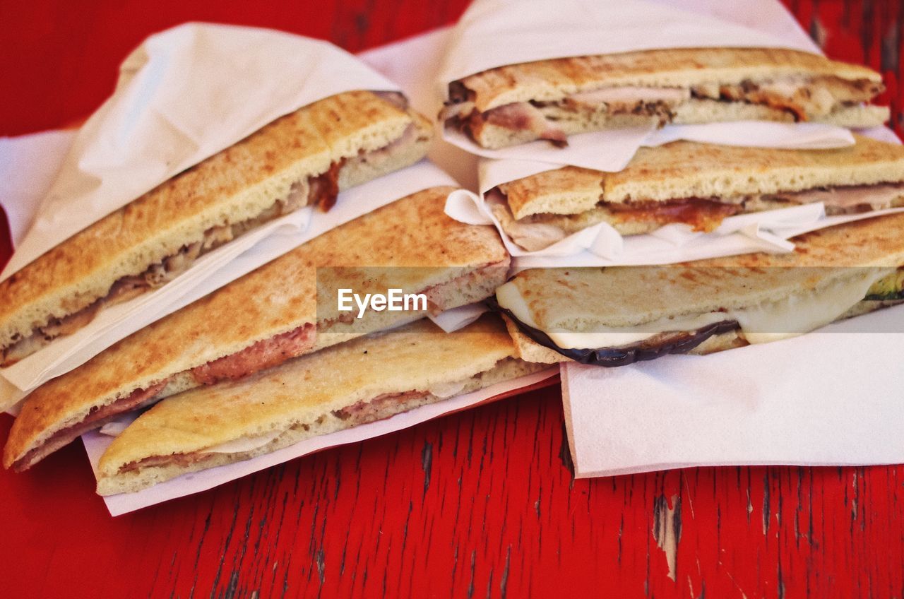 Close-up of sandwich on table